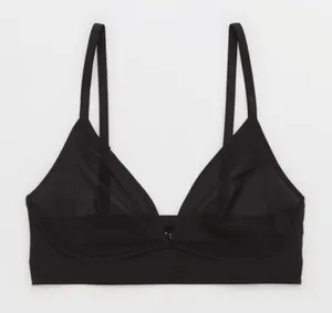 NWT AERIE Smoothez Mesh Triangle Black Bralette size Small thumbnail 1