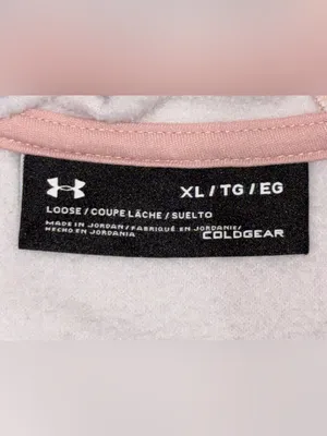 Under Armour Cold Gear Hoodie Women’s Size XL Loose Fit Pink Quilted Gray Logo thumbnail 12