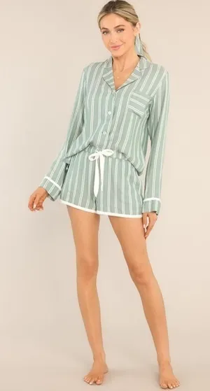 PJ Salvage Stripe Hype Pajama Set Green Size 2X thumbnail 1