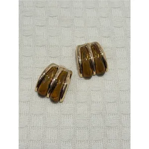 8 Other Reasons Gia Stud Earrings Brown / Gold thumbnail 2