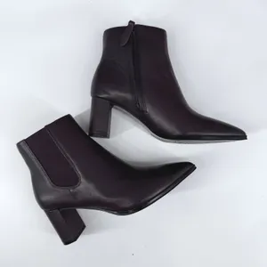 Franco Sarto Demmi Ankle Boot Women 7M Purple Leather Pointed Toe Block Heel Zip thumbnail 2