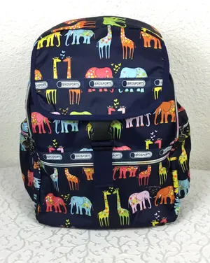 Brosports Big BackPack Black Unisex Elephant Giraffe Print Light Packets Travel. thumbnail 1