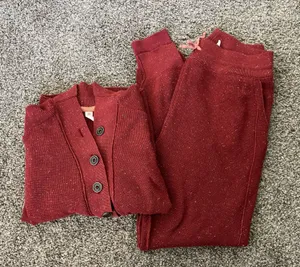 Women’s Daily Practice by Anthropologie Speckled Knit Lounge Set Burgundy Size S thumbnail 1