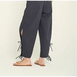 Grade & Gather Cotton Side Tie Barrel Pants Medium Tan Lagenlook‎ Artsy Pull On thumbnail 2