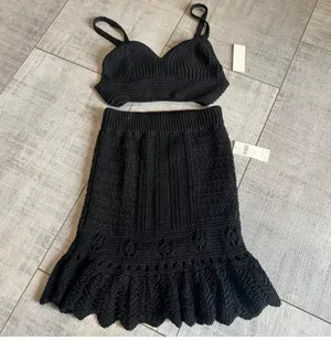 Anthropologie NWT Black Knit Set thumbnail 4