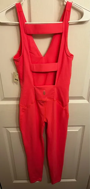 NWT Free People Movement ‘Never Better’ Neon Coral Women’s size XS Jumpsuit thumbnail 2
