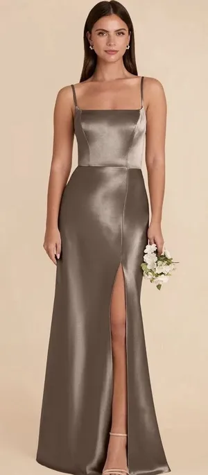 Birdy Grey Mai Dress In Shiny Satin Quartz Special Occasion Bridesmaid Event‎ M thumbnail 1