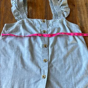 J. Crew Blue Button-Front Ruffle Blouse thumbnail 8