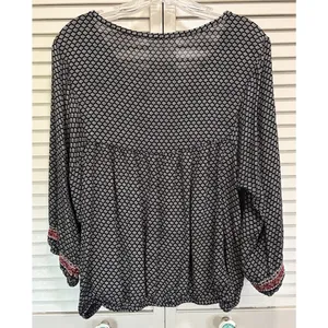 Maurices Flowers Crochet‎ Embroidered Long Balloon Sleeve Blouse Size Sm Boho thumbnail 5