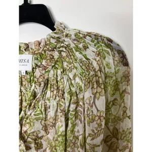 Misa Clio top blouse green goddess‎ semi sheer women's size small professional thumbnail 9