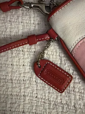 Coach White Wristlet Clutch with Red, Pink and Orange Heart Appliqués thumbnail 3