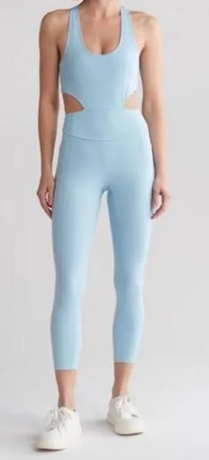 FP MoveMent by Free People Back it Up Powder Blue Romper Athletic Jumpsuit thumbnail 1