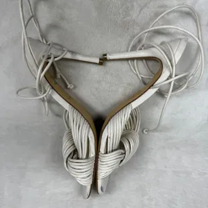 Marc Fisher LTD White‎ Leather Lace Up Strappy Stiletto Heels Knotted Sandals 8 thumbnail 13
