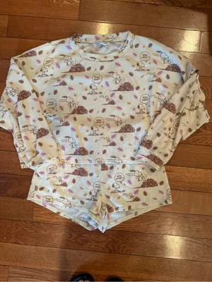 American Eagle x Peanuts Snoopy Fall Autumn Plush Lounge PJ Set Size XS SOLD OUT thumbnail 2
