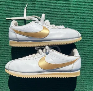 Nike Wmns Classic Cortez 'White Metallic Gold' Women’s Size 8 thumbnail 1