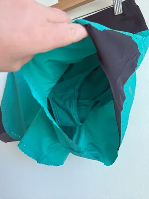 Lululemon Smooth Stride Shorts 4 Viridian Green Black Running Brief Lined Zip thumbnail 10