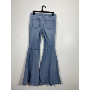 We The Free Flared Women's Jeans Light Blue Denim Raw Hem Stretch High Rise thumbnail 8