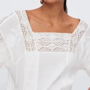 Zara White Embroidered Lace Trim Dress with Side Vents thumbnail 9