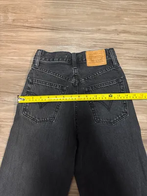 Levi’s Premium Ribcage Wide Leg Jeans W23 L32 Black Big E Zip Fly $110 thumbnail 9