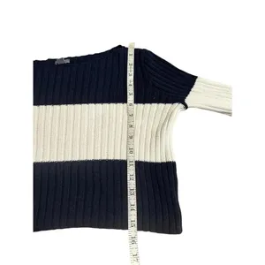 Aerie Cropped Sweater Size Small Striped Navy White Nautical Cotton thumbnail 5