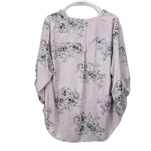 Torrid Harper Pink Floral Georgette 3/4 Sleeve Pullover Blouse Size 1X‎ Office thumbnail 5