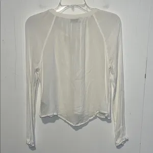 Hollister White Lace Blouse Vneck Tie 072626 thumbnail 3