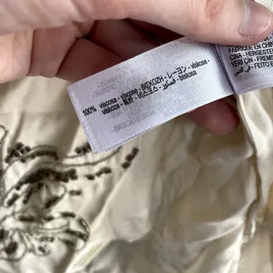 NWT Zara beaded long sleeved button down shirt floral cream satin‎ women's XS thumbnail 5