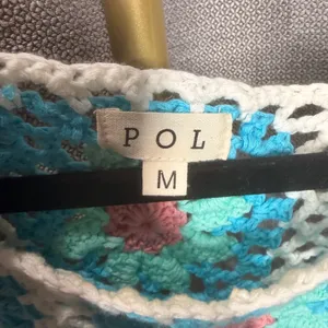 POL Womens Crochet Granny Square Floral Sweater Top Blue‎ Pink GST179 Medium thumbnail 3