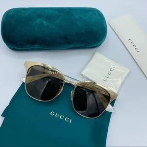GUCCI Endura Gold 55mm Clubmaster Cat Eye Sunglasses NEW thumbnail 1