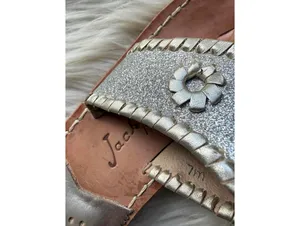 Jack Rogers Silver Glitter Leather Sandals Size 7 thumbnail 3