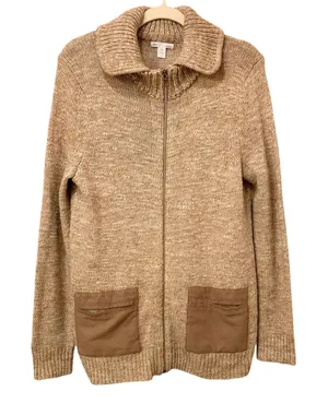 Gap Alpaca Wool Blend Collared Zip-Up Cardigan Size Large EUC thumbnail 1