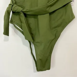 Shade & Shore Women’s One Piece Side Tie Swimsuit Green Size Medium NWT FLAW thumbnail 3