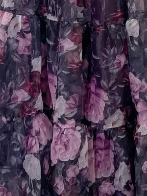 NWT Lulus Delightful Expression Maxi Dress Sz Medium Black Purple Floral Organza thumbnail 9