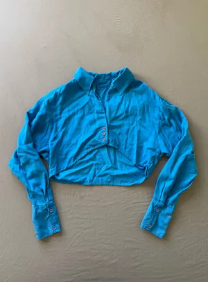 High Low Hem cropped button thumbnail 2