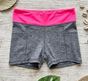 PRESTIGE Active Go-Dry Compression Shorts Heather Gray Pink Waistband Medium thumbnail 1