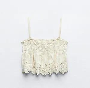 ZARA NWT Ecru EMBROIDERED STRAPPY TOP. Size XL thumbnail 8