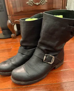 Frye Veronica Boots Black Short Leather thumbnail 1