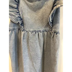 Gilli Denim boho fairy Ruffle Square Neck Smocked Babydoll Dress Blue Size S New thumbnail 3