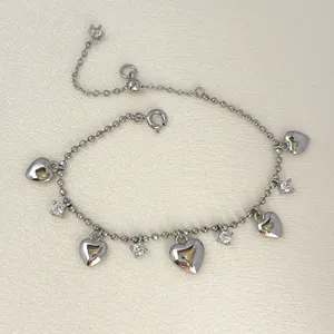 Adjustable CZ Love Heart Charm Bracelet for Women thumbnail 5