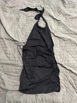 NWT Anthropologie black halter silky top xs thumbnail 2