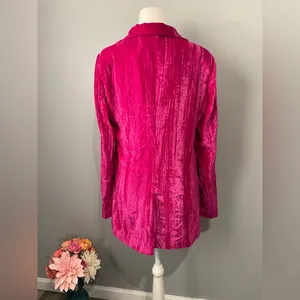 Nasty Gal Fuchsia Crushed Velvet Oversized Blazer - Pink thumbnail 6