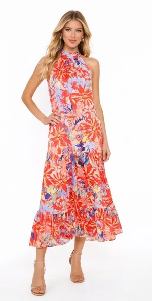NWT Vince Camuto floral halter dress size small thumbnail 1