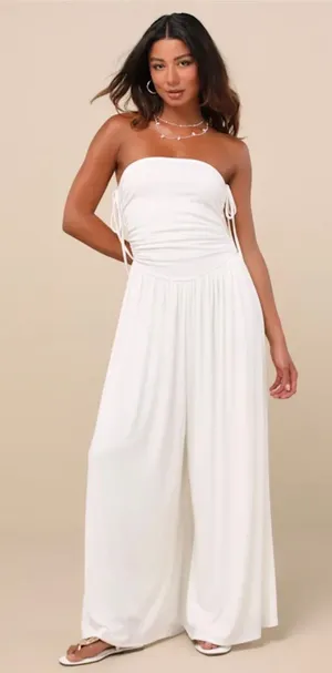 Lulus White Strapless Jumpsuit thumbnail 1