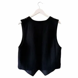 Body Xpressions Vintage Button Front Lined Vest Wool Blend Floral SZ M #2588 thumbnail 4