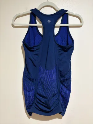 Athleta Fastest Track Seamless Ruched Tank Top Purple Blue Polka Dot Size Small thumbnail 5