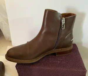 FRANCO SARTO (7) BROWN LEATHER ANKLE BOOT WITH SIDE ZIP PREOWNED thumbnail 4