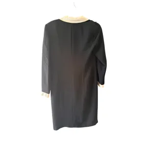 Talbots Vintage Tuxedo Wrap Dress Black Cream Silk Trim Shawl Collar Size 8 thumbnail 5