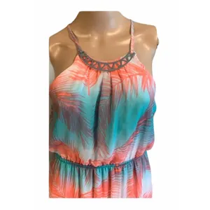 No Boundaries Tropical Palm Print Halter Maxi Dress-size Medium thumbnail 3