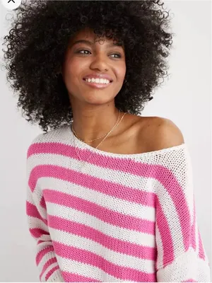 Aerie Coquette Off the Shoulder Striped Sweater thumbnail 1