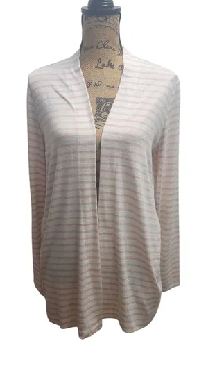 A New Day‎ Womens Striped Open Front Long Sleeve Cardigan Sweater M thumbnail 1